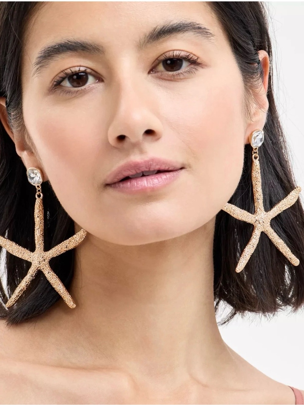 I.N.C.  Gold-Tone Crystal & Starfish Statement Earrings NEW NWT MSRP $39.50